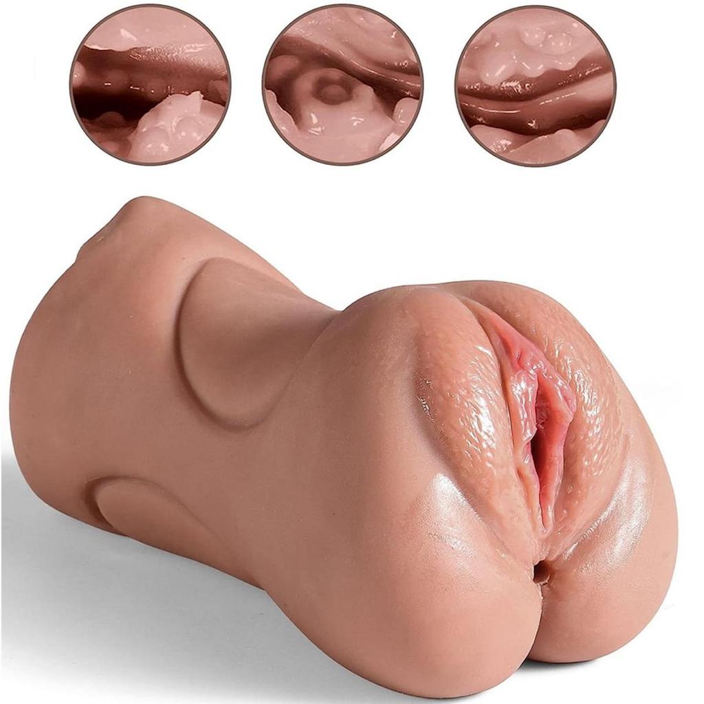 3 In 1 Pocket Pussy Male Masturbator Sex Toys with Realistic Textured Mouth Vagina and Tight Anal Masturbator Deep Throat Oral Male Sex Toys