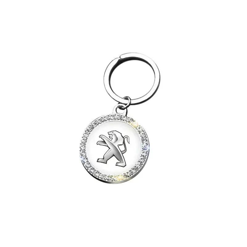 Leather Alloy Car Logo Key Rings Holder Keychains x Pendant for For Peugeot RCZ 108 206 208 301 308 407 408 2008 3008 4008 5008