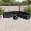 VidaXL Garden Lounge Set 10 Pcs with Cushions Black Wicker 3251432