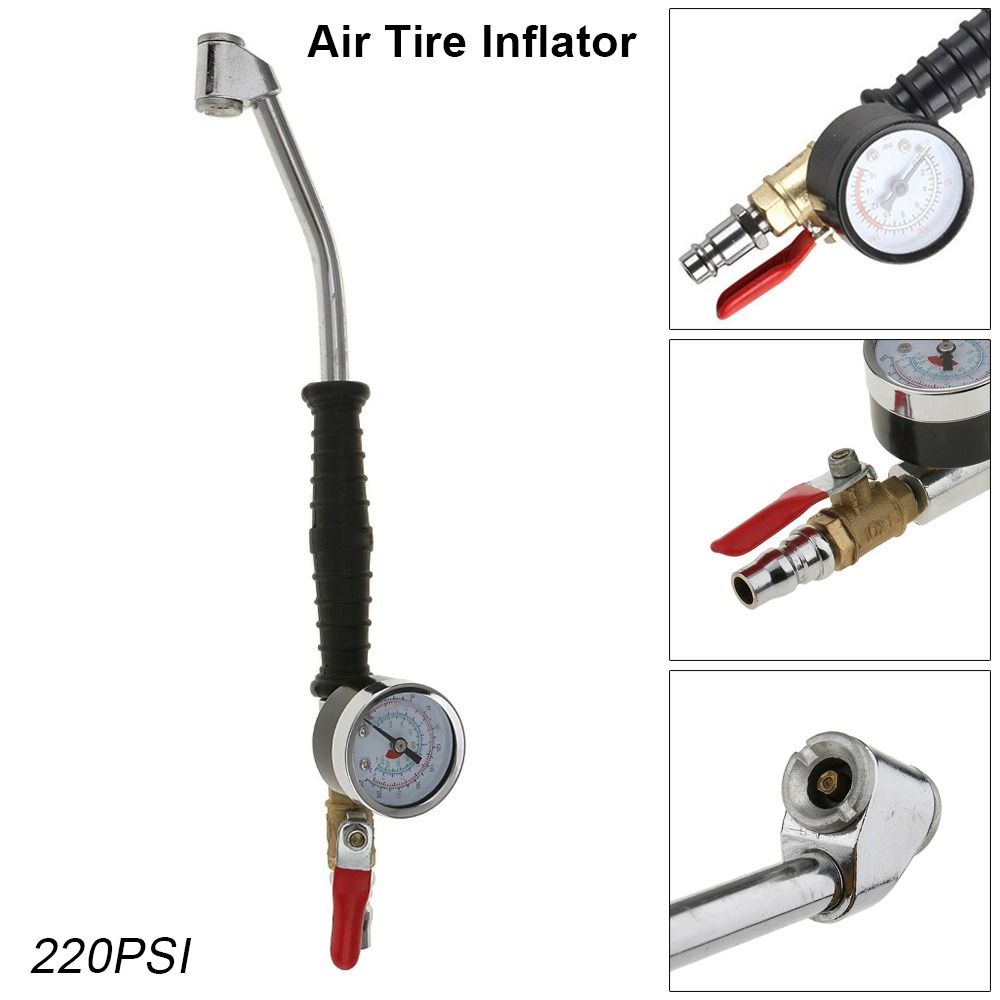 1Pcs Tire Maintenance Air Tire Inflator 220PSI 30cm Tire Maintenance Tool Valved Compressor Tire Pressure Gauge