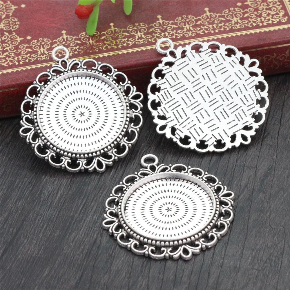 5pcs 25mm Inner Size Pendant Cabochons Blank Base Setting Bezel Tray Alloy DIY Jewelry Making Accessories for Necklace Keychains