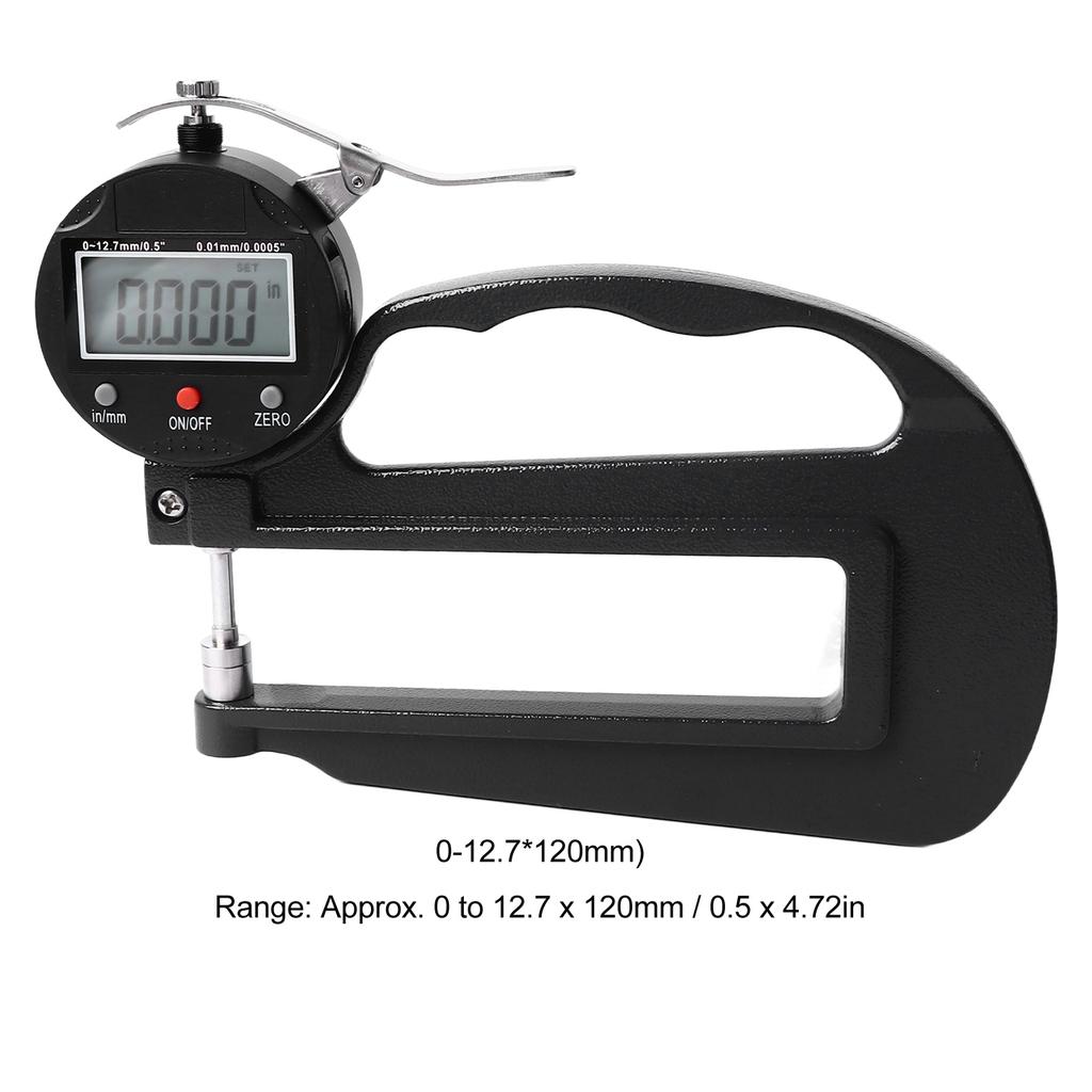 Digital Thickness Gauge Thickness Meter 0.0005in 0.01mm Resolution Compact Versatile 0 To 12.7 X 120mm Range for Manufacturing