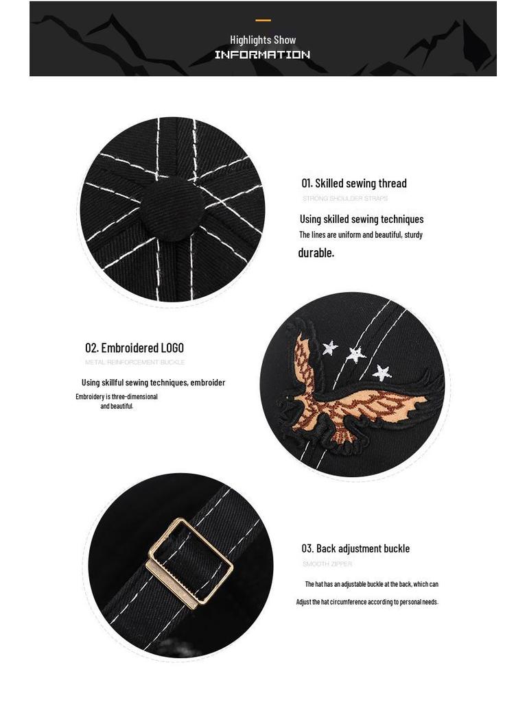 Men's Patchwork Eagle Embroidery Baseball Cap - Spring/Autumn Sunshade Duckbill