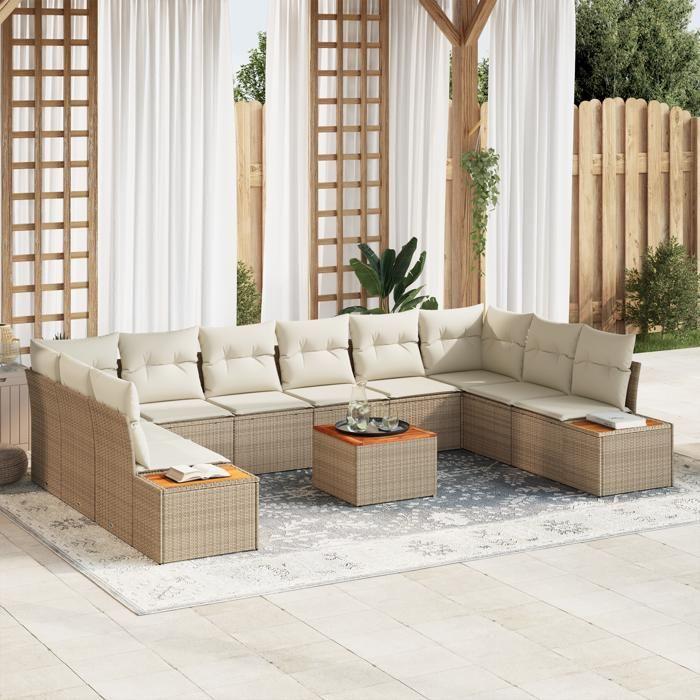 VidaXL Ensemble de canapés de jardin avec coussins beige en rotin synthétique 3348182