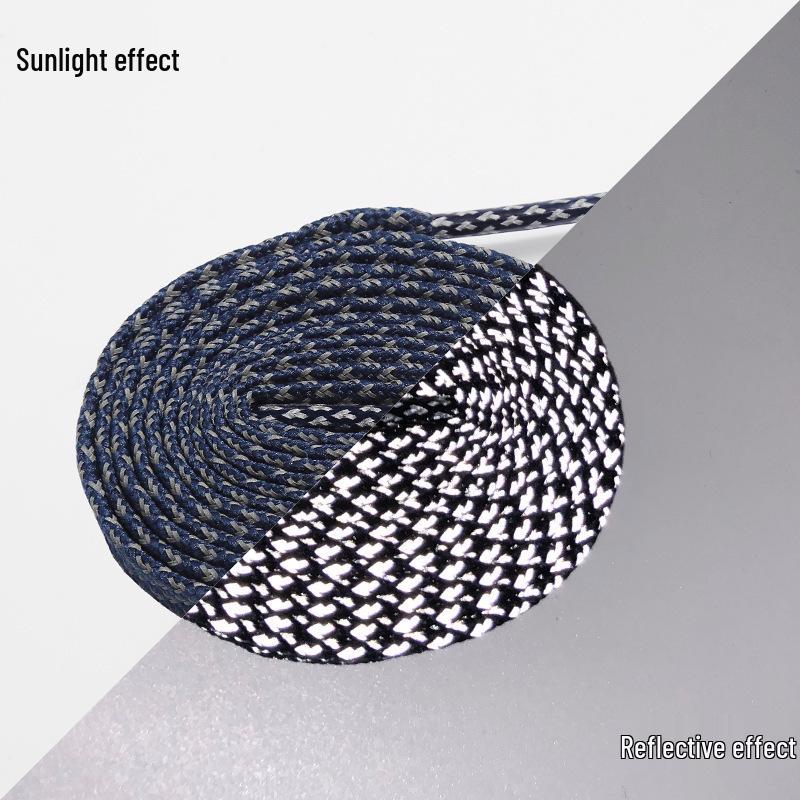 High-Brightness Reflective Double-Layer Polyester Shoelaces for Canvas, Skate, and High-Top Shoes