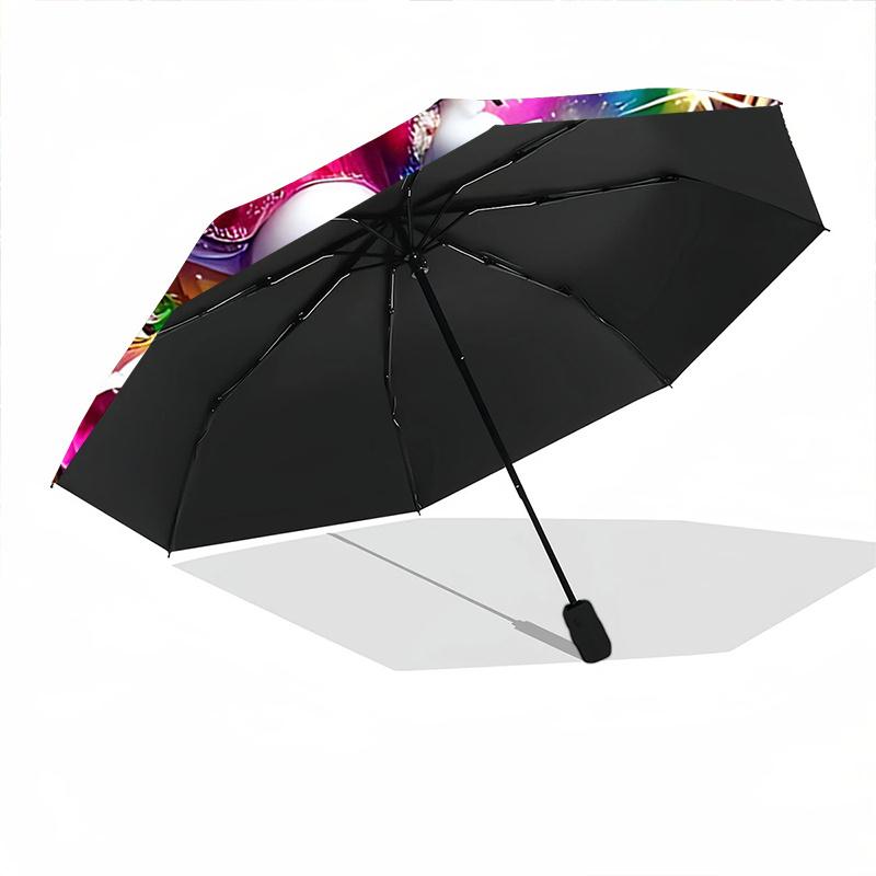 1pc Hello Kitty Floral Automatic Opening Folding Umbrella - Portable 3-Fold Design with 8-Bone Iron Frame, Perfect for Outdoor Use, Festive Gifts, Tra