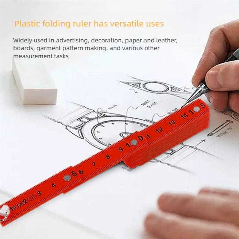 Space Saving Foldable Plastic Ruler Pcket Size Measurement Tool for Architects Engineers and Art Enthusiasts