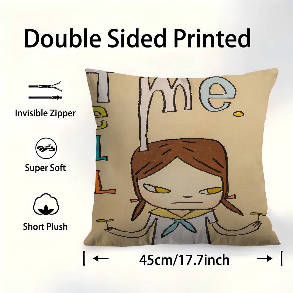 Japanese Yoshitomo Nara Doll Cartoon Pillow Cover Sofa Cushion Cover Home Room Decoration Children Gift