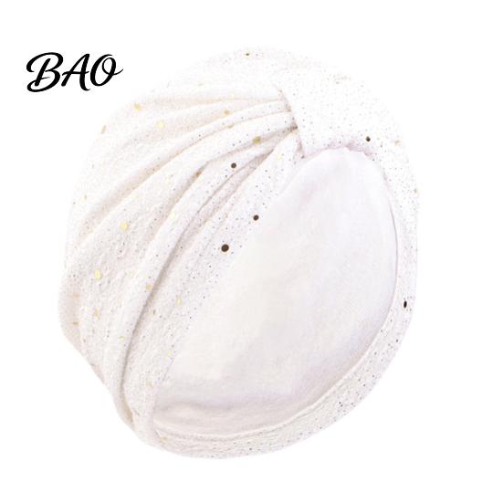 Non-strangling Headwear Turban Hat for Women, Sequined Crepe Fabric Headwrap, Ethnic Women Style Knotted Front Headwrap All Face Shapes Stable Fit