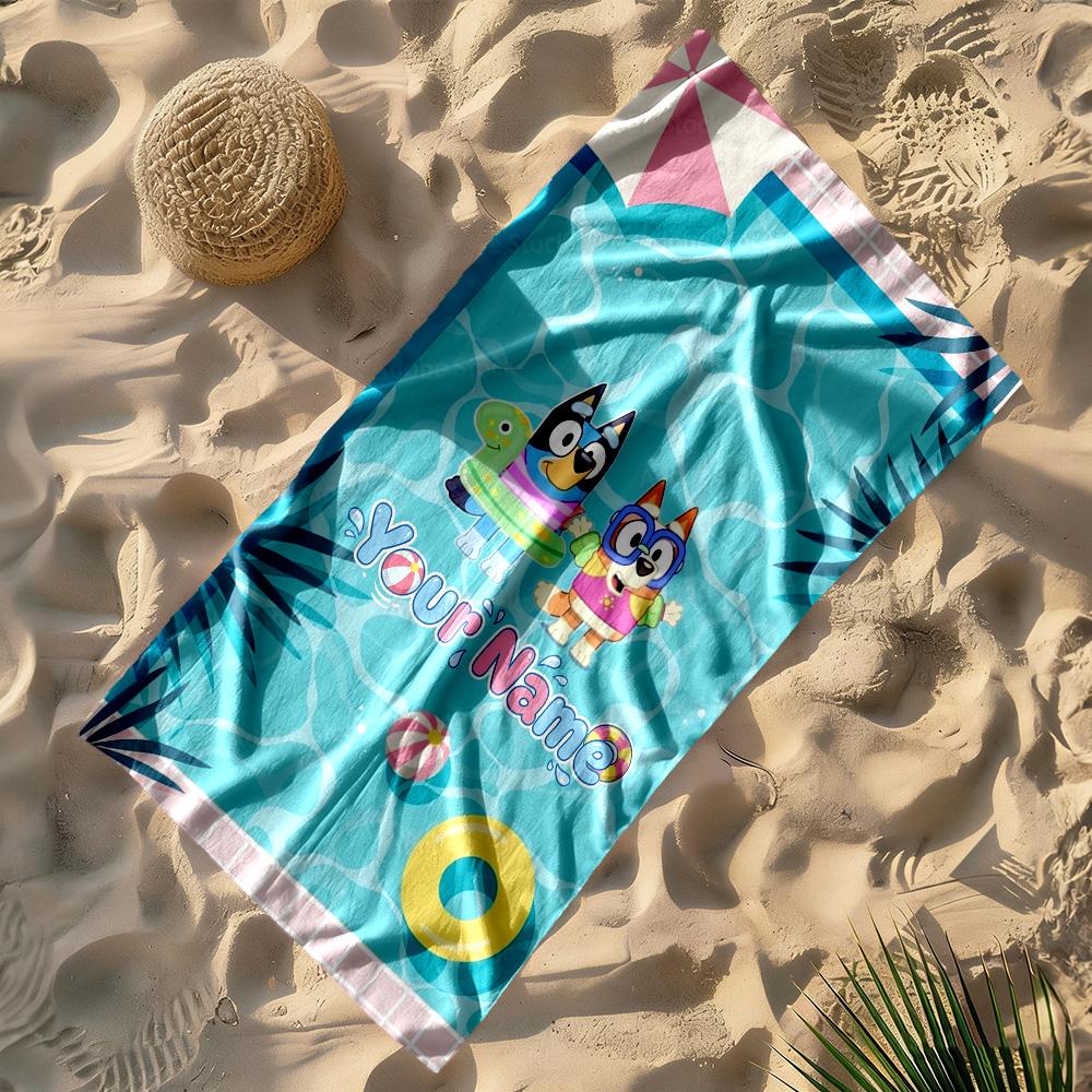 Bluey Personalized Text Beach Towel Quick-Dry Soft Microfiber Suitable for Sports Travel Swimming Yoga Bathroom Beach And Pool