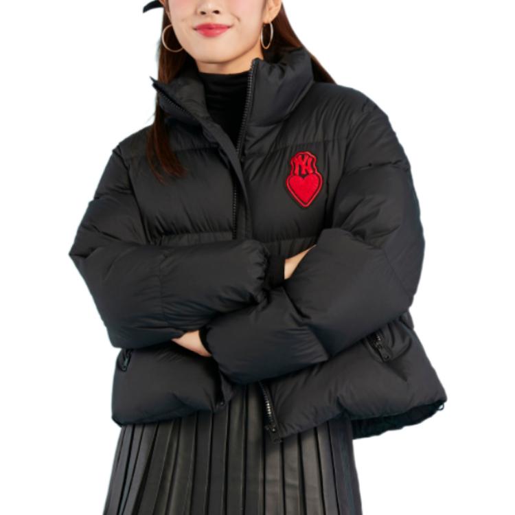 MLB Embroidered Heart Long Sleeve Puffer Jacket Unisex outerwear Black 3FDJH0126-50BKS