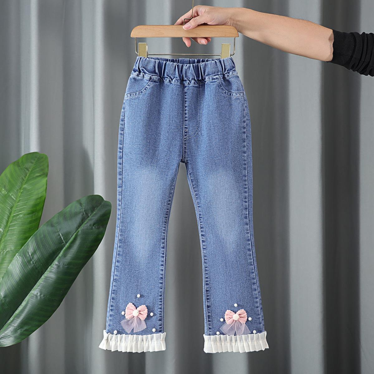 Bell Bottoms voor Meisjes, Jeans voor Kinderen, Casual Broeken in Koreaanse Stijl Voor Middelgrote en Grote Kinderen 160cm