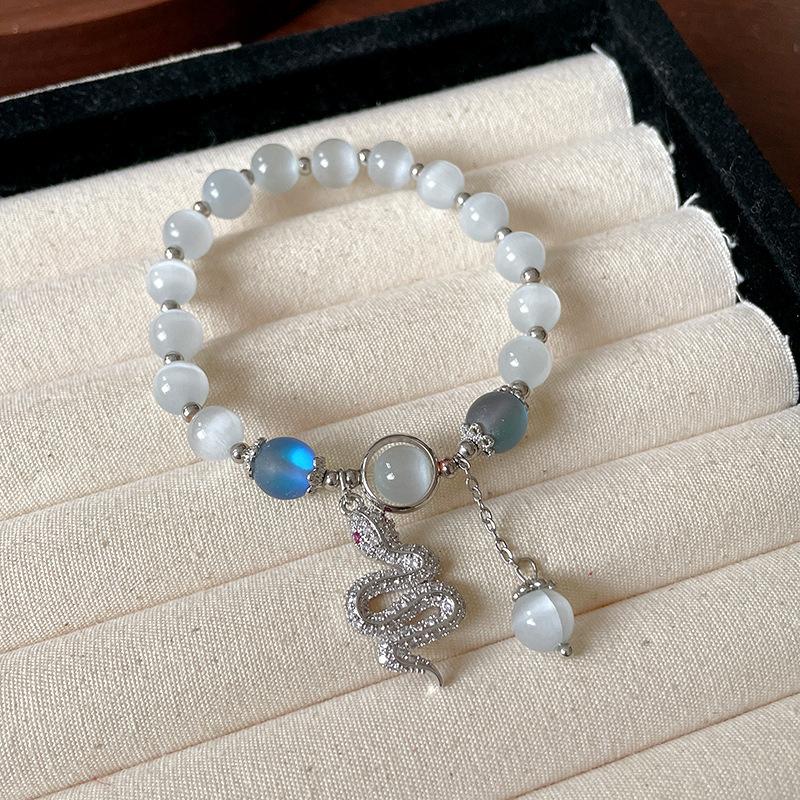 Bow Zircon Crystal Beaded Glass Bracelet New Chinese Retro Bracelet Fashion Versatile High Sense Jewelry Women