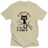 Its Fine FCAWF Funny Black Cat T Shirts Unisex Short Sleeve Tshirt Streetwear Graphic Tee Tops Pure Cotton Slim Fit Clothes