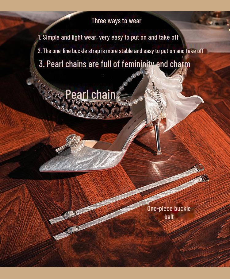 Elegant French Stiletto Heels: Baotou Shallow Mouth Bridal and Bridesmaid Shoes