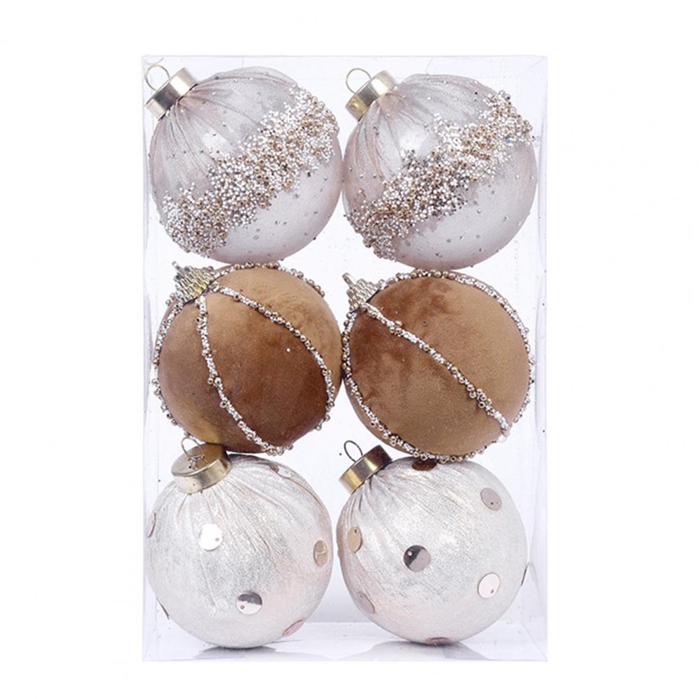 Hanging Christmas Decorations Plush Christmas Balls Elegant Plush Christmas Ball Ornaments with Lanyard for Home for Xmas