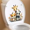 Self-adhesive Cartoon Cute Animals Flowers Toilet Wall Stickers for Bathroom Home Decor