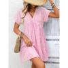 2026 Summer New Women's V-neck Loose Casual Short-sleeve Plaid Dress