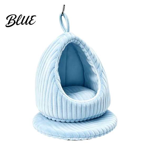 Birdcage Accessories Hanging Parrot Nest Bed, Winter Striped Plush Water Drop Shape Cozy Cave Bed with Removable Cushion, Bird Cage Hammock