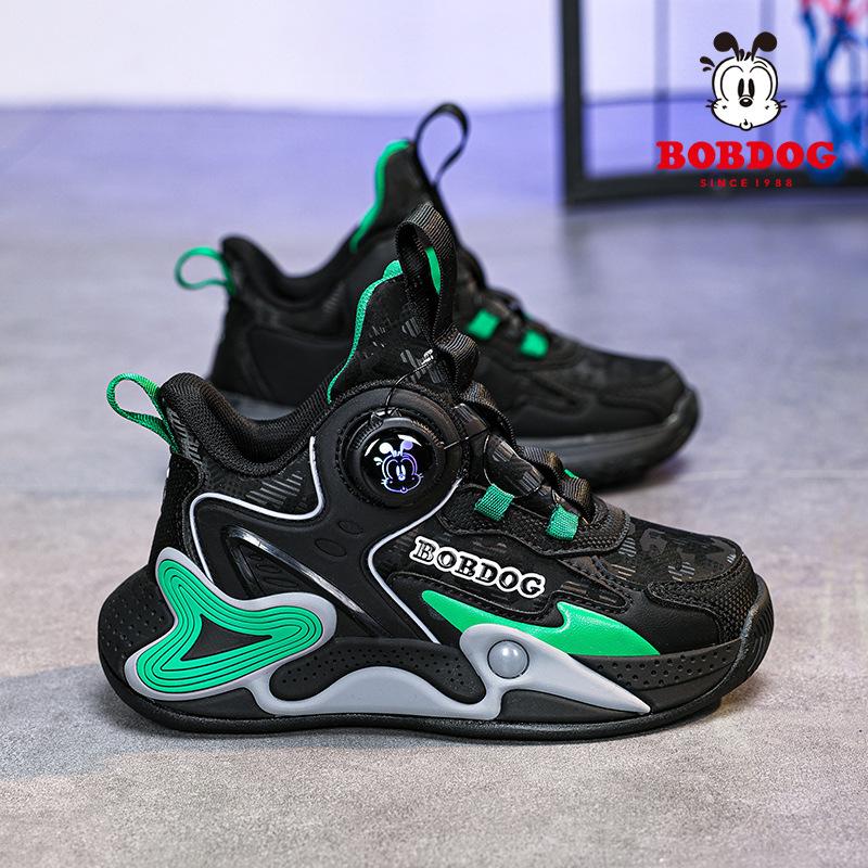 Babu bean boys shoes cotton shoes autumn and winter children's leather surface breathable sports running shoes medium and large children's non-