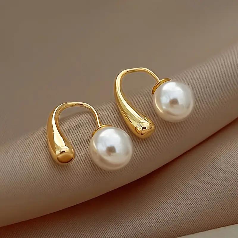 2 Pairs Hypoallergenic Stainless Steel Imitation Pearl Stud Earrings For Women Elegant Daily Wear Jewelry