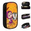 Cartoon Cute M-Masha And The Bear Pencil Case Fun Pen Bag for Student Large Storage Office Gifts Pencilcases