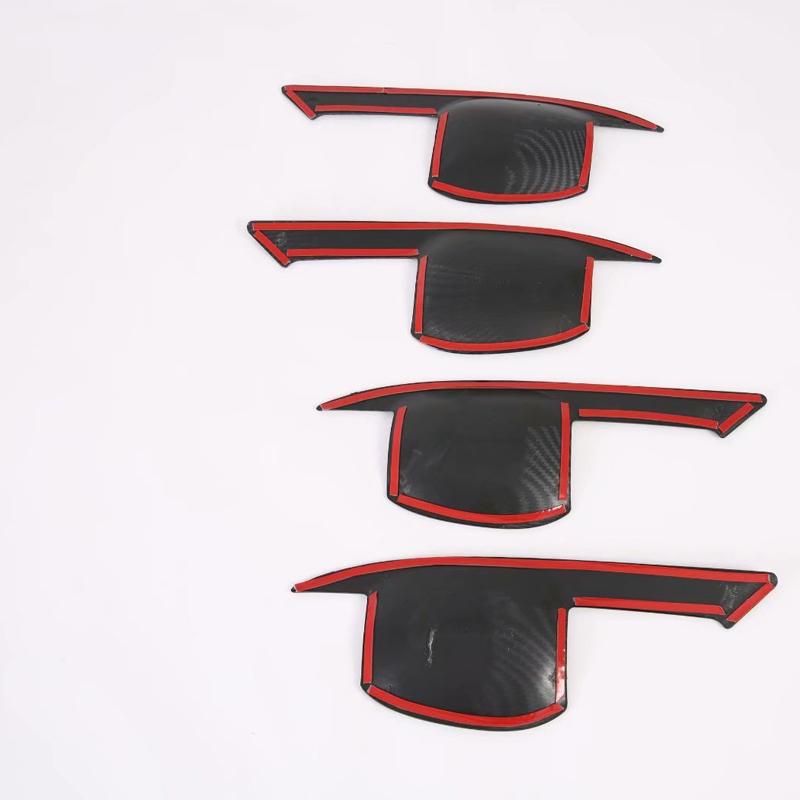 Black carbon fibre car side door handle bowl cup cover trim For Hyundai Tucson 2015- 2016 2017 2018