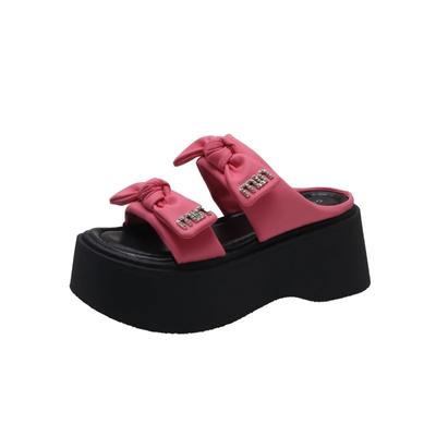 Moda 2024 Verão Novos Chinelos Femininos Sapatos de Pai de Solado Grosso Casuais Chinelos de Praia de Solado Grosso Casual Nó de Borboleta Sapatos Esportivos