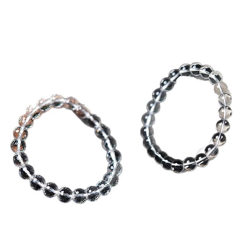 Natural White Quartz Bead Bracelet Women Men Handmade Crystal Gemstone Strand Jewelry