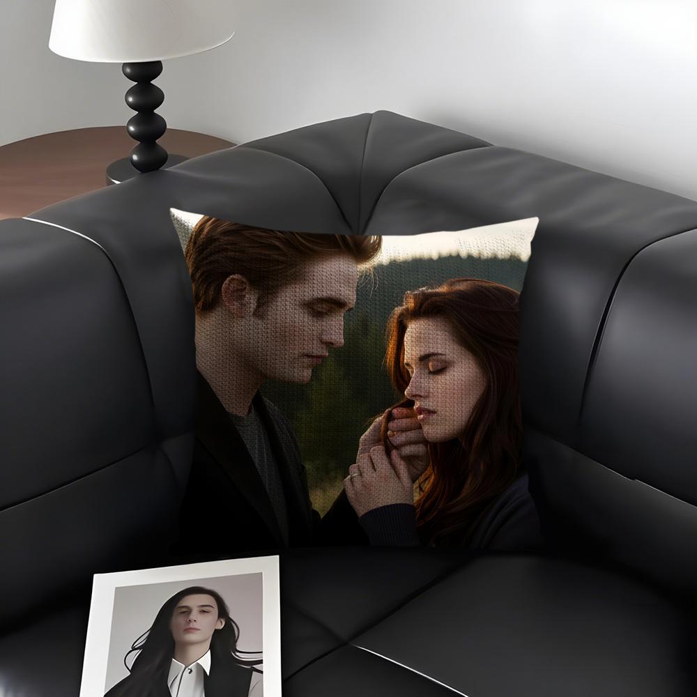 TTwilight Film Kissenbezug Natürlicher Leinen Bio-Stoff Doppelseitiger Druck Sofa Heimdekoration Geschenk Kissenhülle