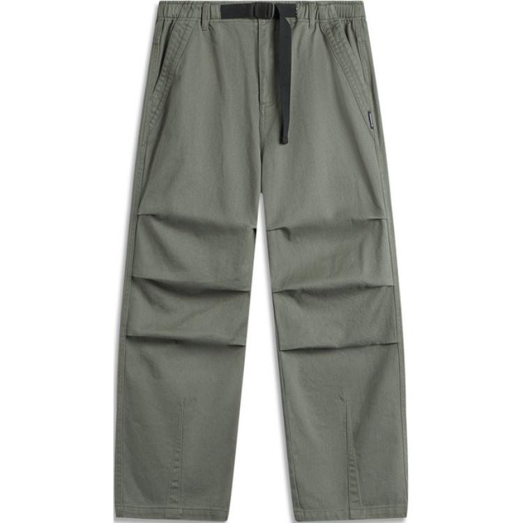 

Li Ning CF Suo однотонные прямые свободные модные повседневные брюки мужские низы Luo-Yan-зеленый AKXU523-1 L