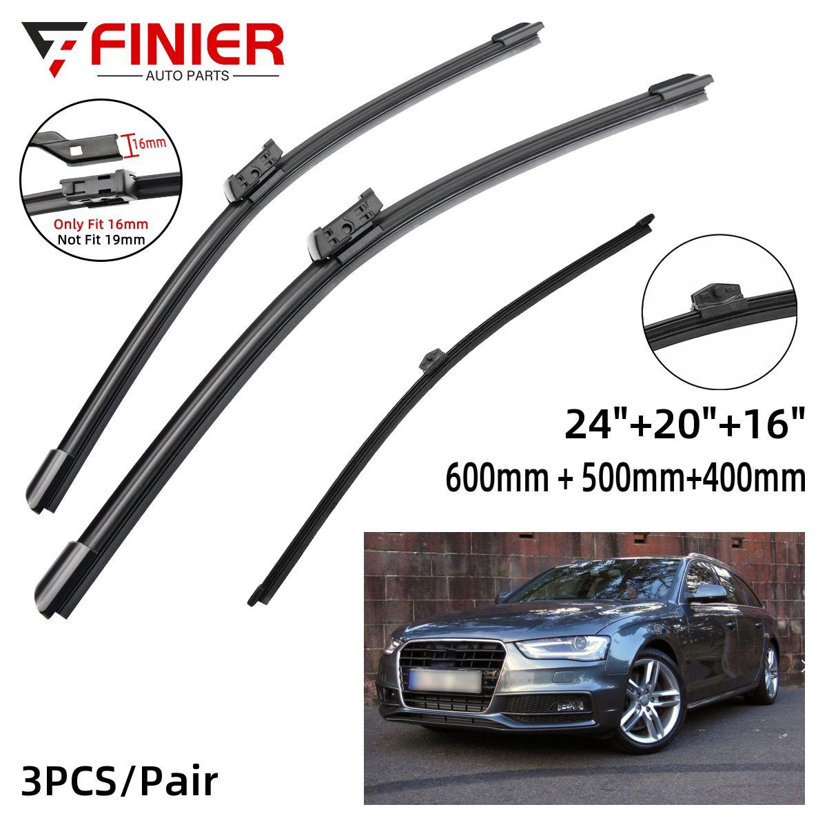 

3 шт. щетки стеклоочистителя для A4 B8 2009-2016 24 20 16 подходят для переднего лобового стекла, щетки для окон, резак, аксессуары 2011 2012 2013 2014 2015