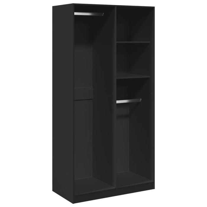 VidaXL Garde-robe Noir 100x50x200 cm Aggloméré, armoire de rangement, organisateur de garde-robe, armoire, placard, 3307766