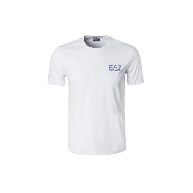 Emporio Armani Logo Print Crew Neck Short Sleeve T-Shirt Men Tops White 3GPT08-PJ03Z-1100