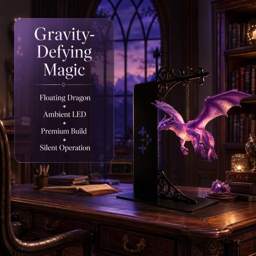 Metal Library Lantern Purple Flying Dragon Bookshelf Lights  for Home Room Decor