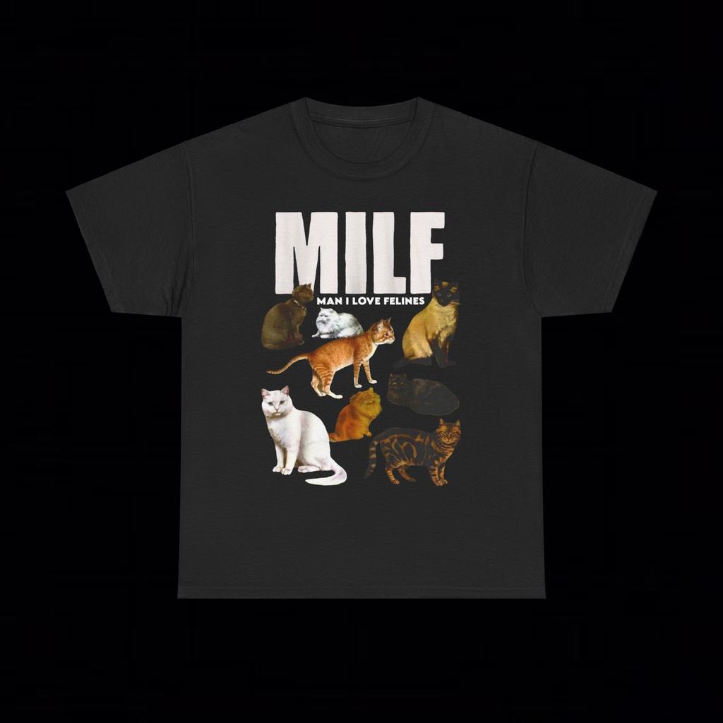 MILF "MAN I LOVE FELINES" T Shirt grunge emo y2k funny cat amity afflcition goth
