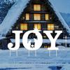 3pcs Joy Yard Sign Letters Winter Decorations with Metal Stakes Yard Decor