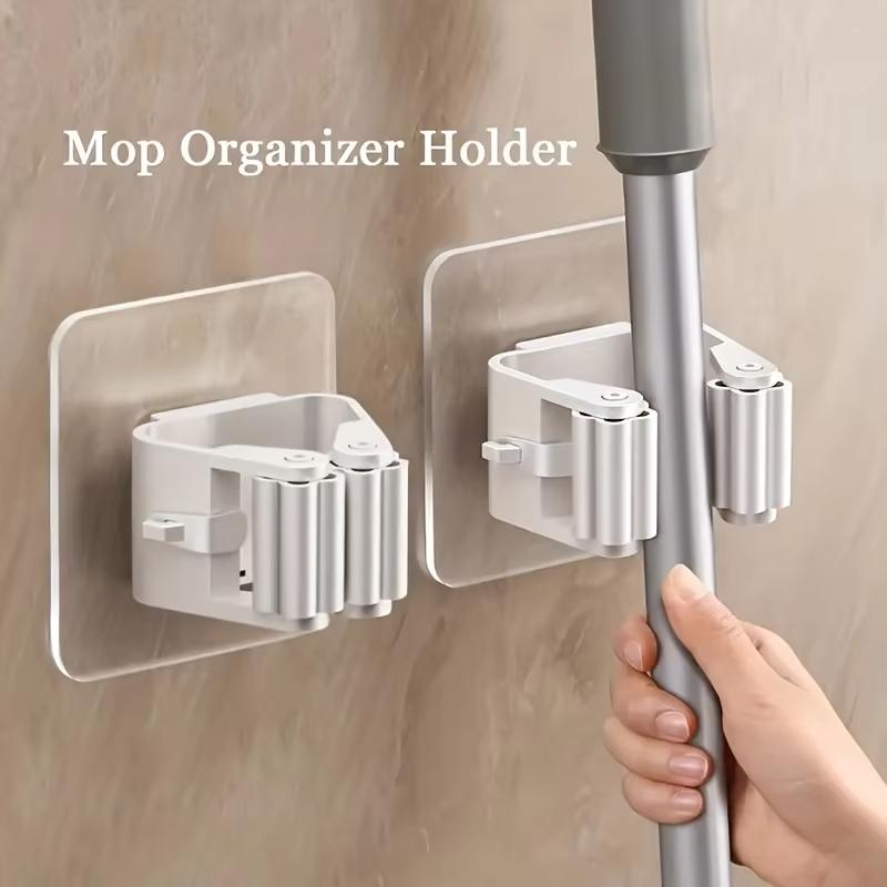 Mop Storage Storage Rack Bathroom Suction Hanging Pipe Traceless Mop Clip Broom Hanger Wall-Mounted Waterproof Mop Rack