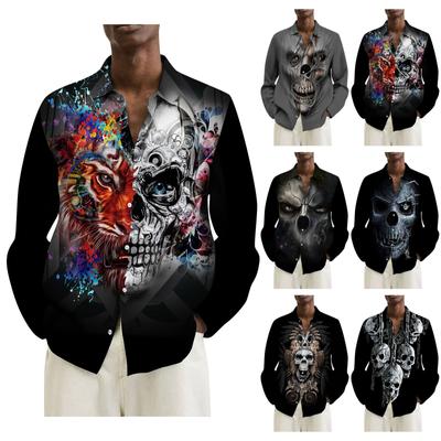 Men's Printed Long Sleeve Shirts Casual Loose Printed Long Sleeve Shirts