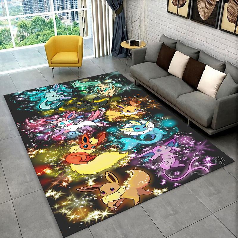 Classic Cartoon Pokemon Pikachu Non-Slip Area Rug for Living Room,Bedroom,Playroom,Soft Carpet Floor Mat Home Decor Rug Kid Room