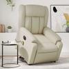 Electric Massage Recliner with Rising Function Cream Faux Leather