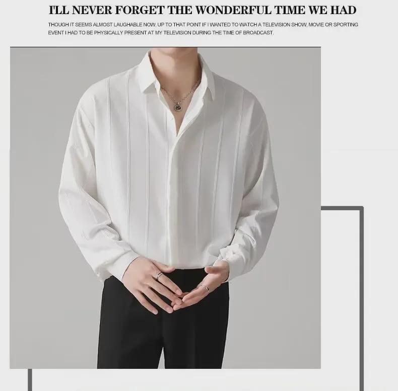 Herr Långärmad Randig Vardagsskjorta - Mörk Mönsterdesign