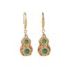 Not Easy To Fade Fu < Unk > Gourd Retro And Elegant Imitation Hetian Jasper Gold-Plated Earrings Court Style Inlaid Earrings Women
