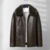 Men's Winter Solid Color Plus Velvet Leather Jacket Men's Casual Jacket