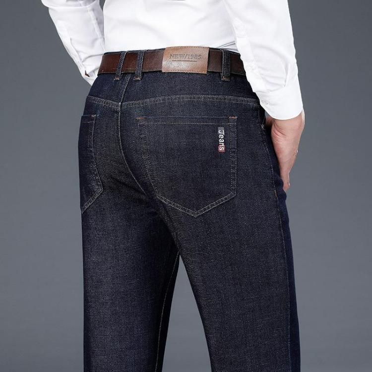 High End High Waisted Straight Tube Men's Stretch Jeans Spring New Thick Pants
