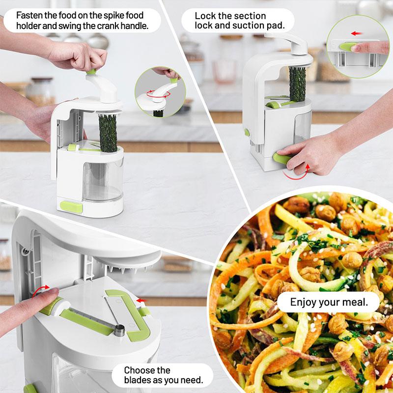 5‑Blades Vegetable Spiralizer Zucchini Noodle Maker Veggie Spiral Slicer Curly Fry Cutter Pasta Spaghetti Kitchen Gadget