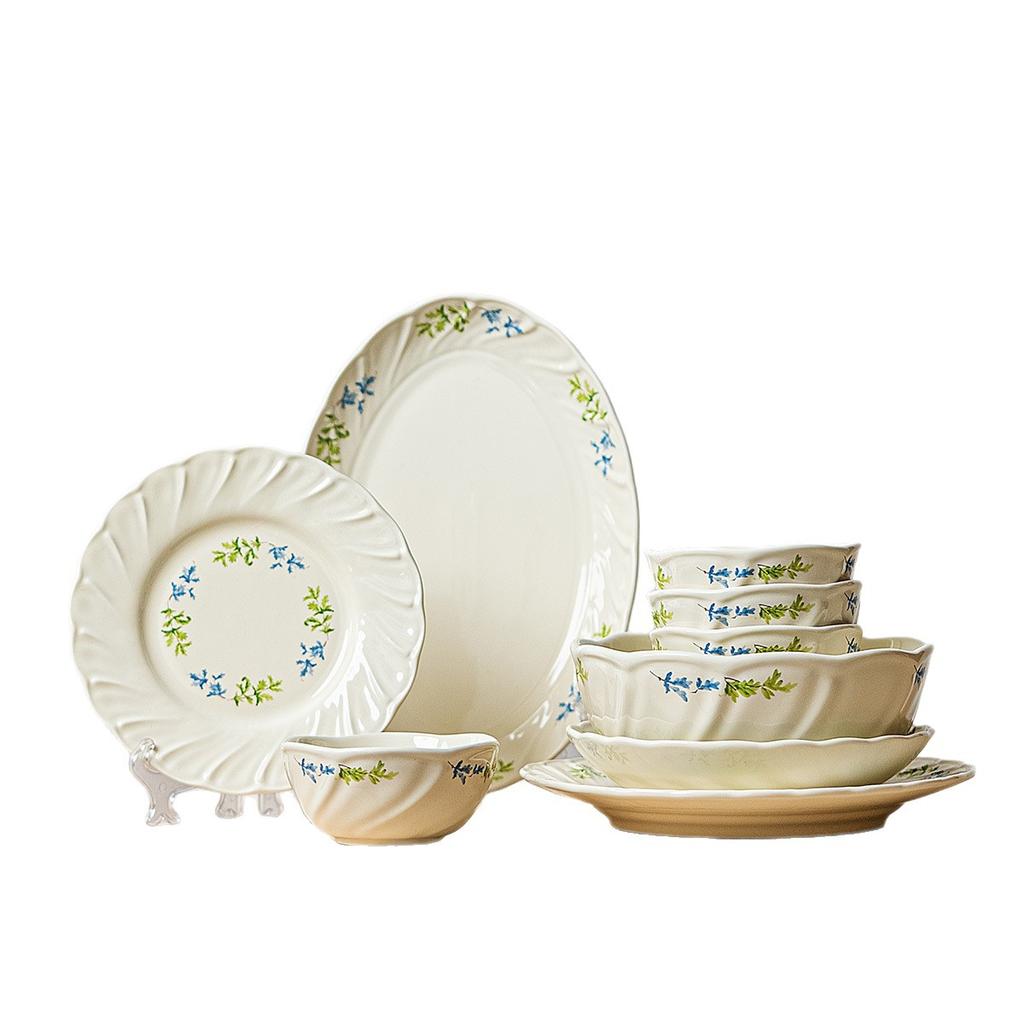 Sean, French Western Food Plate Vegetable Plate Soup Plate Lace Ceramic Bowl Plate Tableware Rice Bowl Plate Deep Plate Soup Bowl