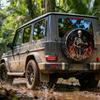 Tire Cover With A Gothic Dark Flame Skull Print, Made Of Polyester Fiber, Suitable For Rvs, Suvs, And Trucks. It Is Designed To