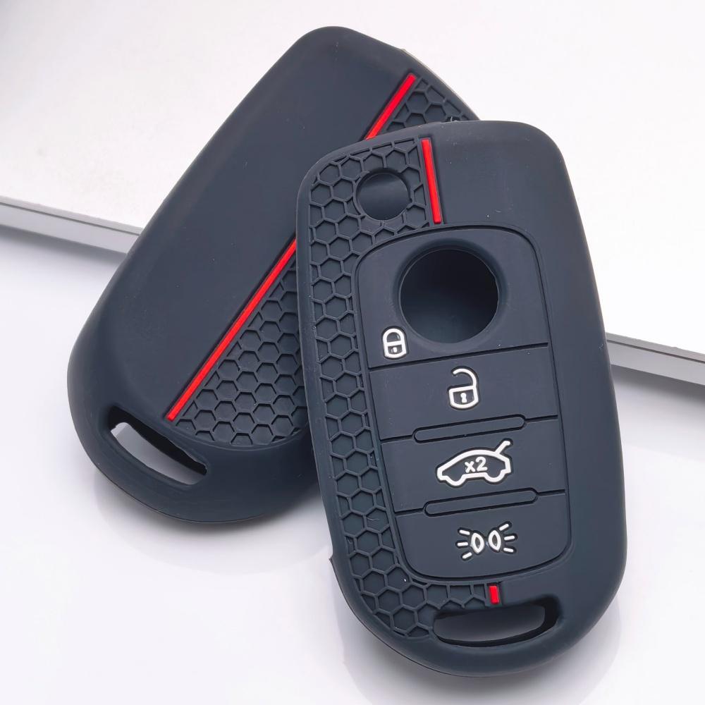 Coprichiavi in Silicone per Telecomando a Flip a 4 Pulsanti, Custodia Protettiva Anti-Graffio e Anti-Caduta per Jeep Renegade Compass per Fiat 500X Toro Argo per Dodge