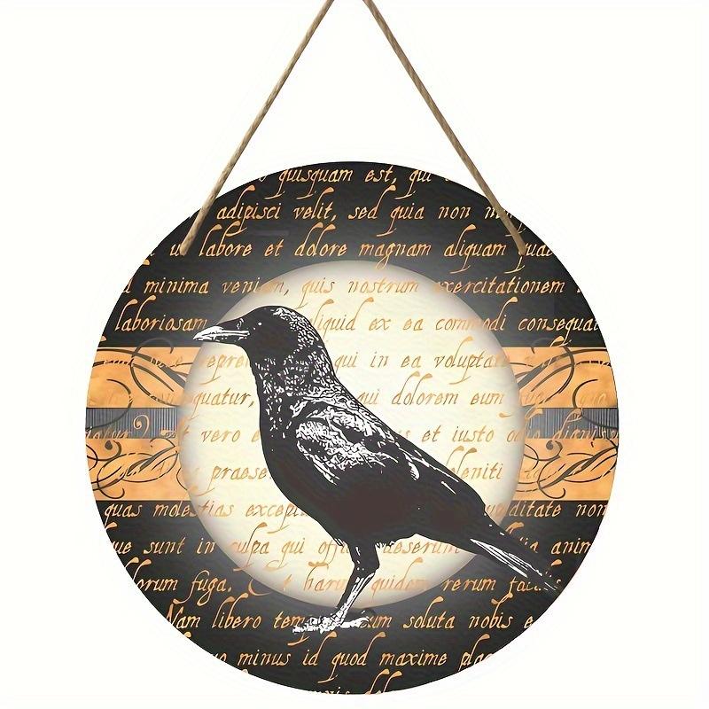 

2d Плоский 20*20см, Украшение для дома, Деревянная дверная табличка с вороной, Круглый декоративный логотип, для дома, кухни, сада, спальни, декора клуба. 20*20cm
